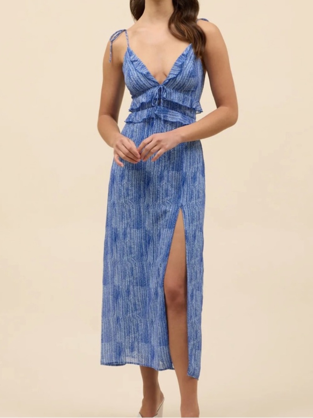 NWT Park & Fifth Elsey Dress in Blue Herringbone Size XL